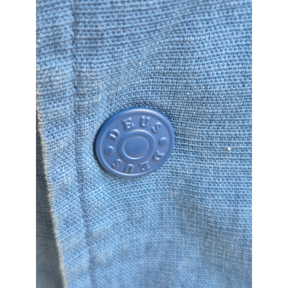 Deus Ex Machina Mens Blue Canvas Moto Jacket Embroidered Logo Snap Front XXL - Picture 8 of 16